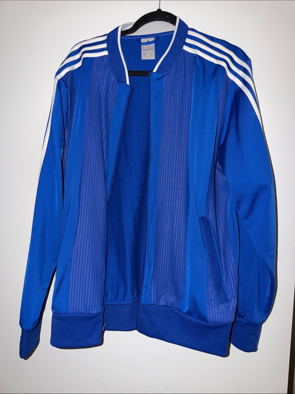 adidas Royal Blue Bomber Jacket with White Stripes